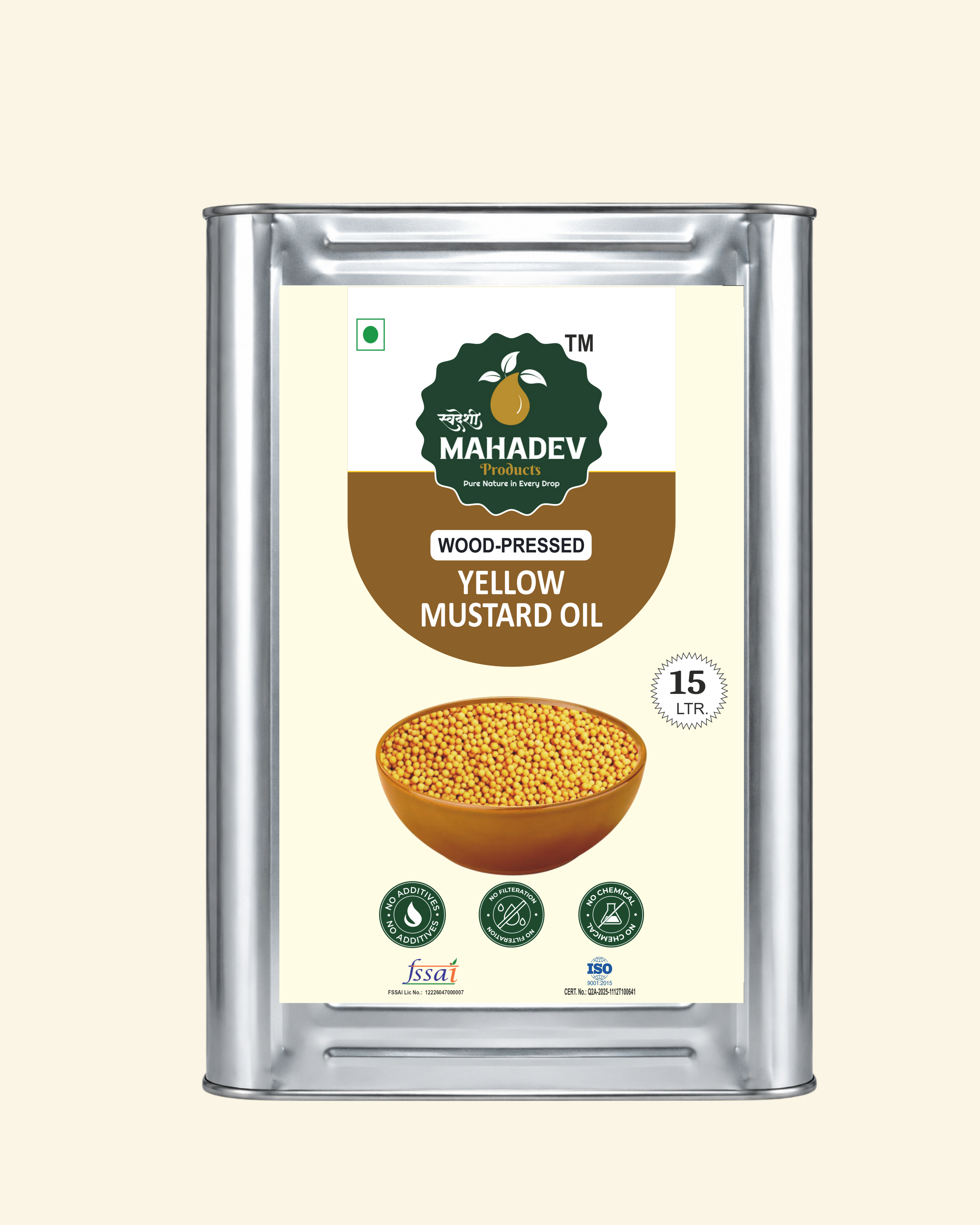 Wood Pressed Yellow mustard oil-15L