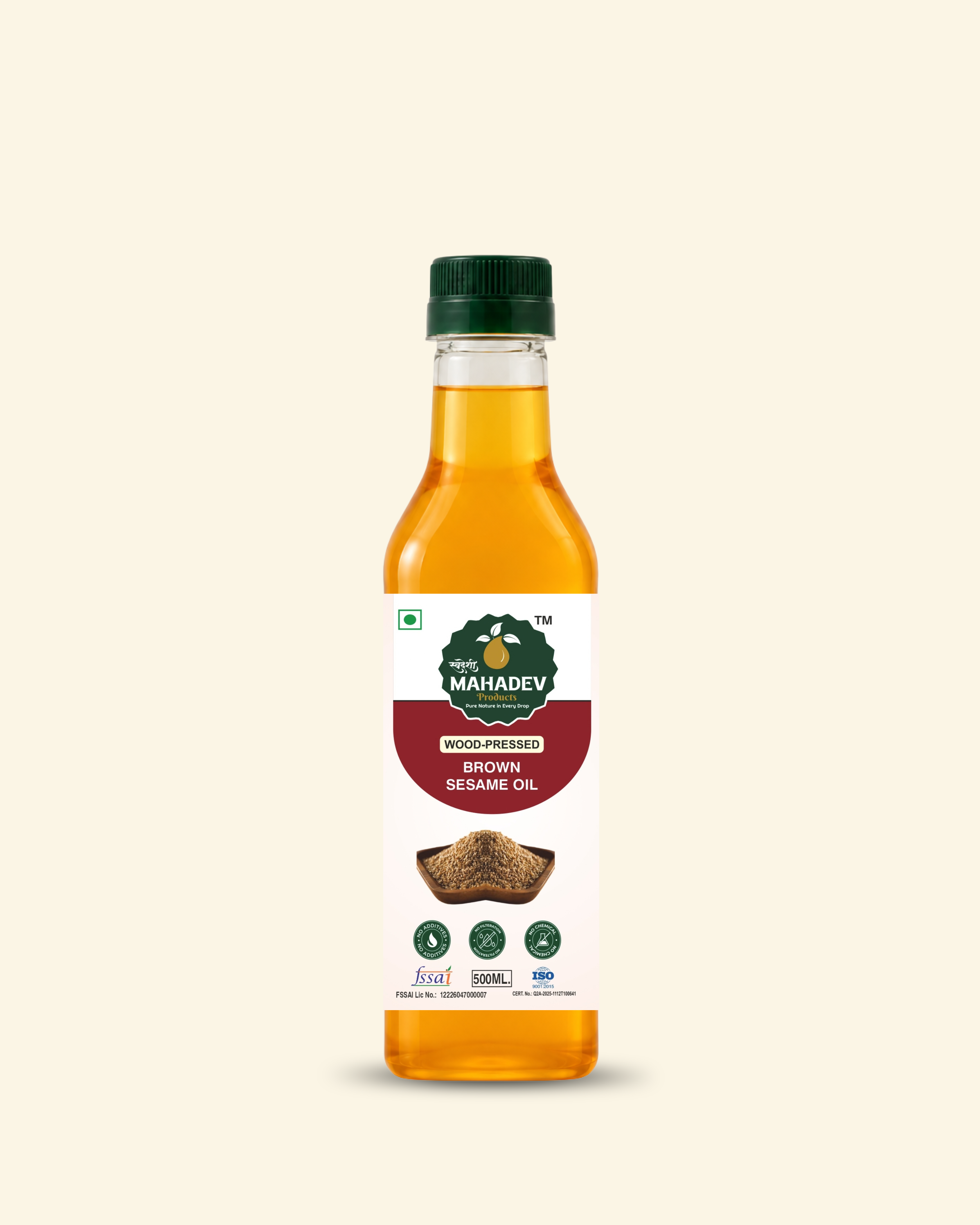Wood Pressed Brown Sesame Oil 500ml