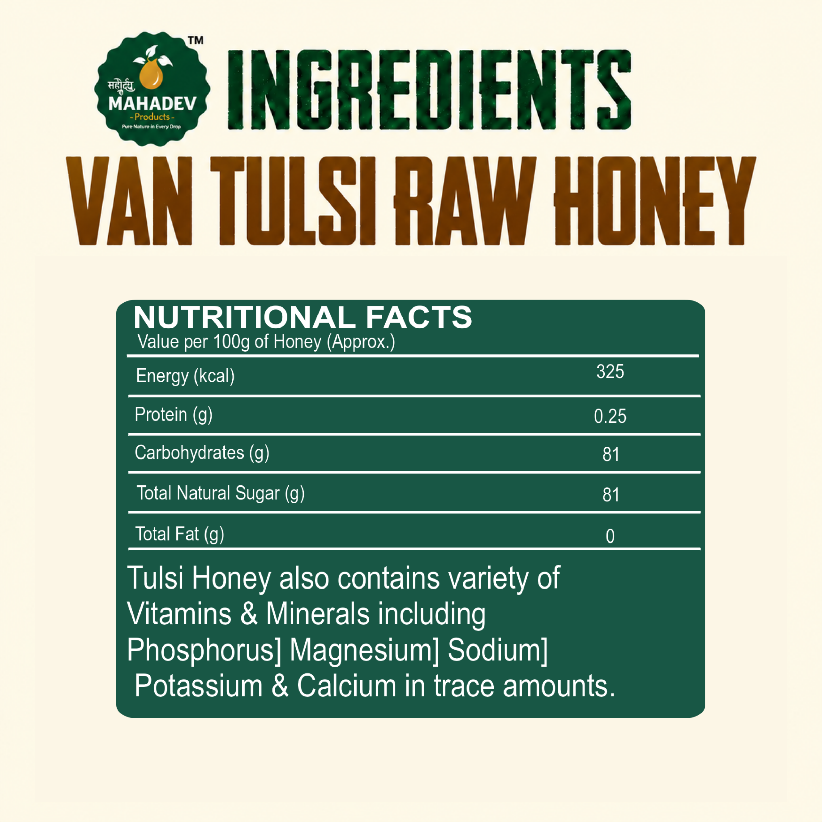 Van Tulsi Raw Honey 250gm - Image 3