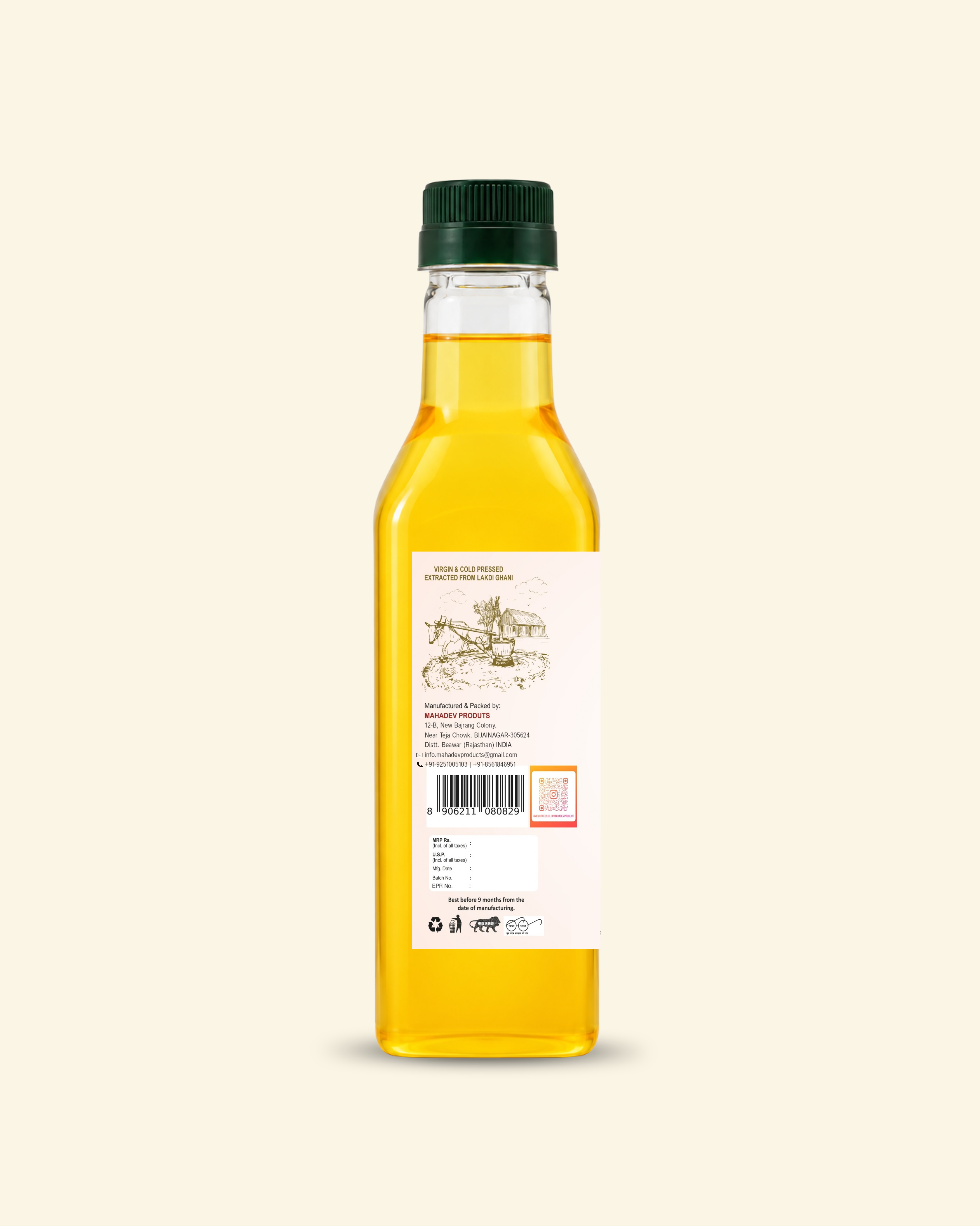Wood Pressed White Sesame Oil 500ml